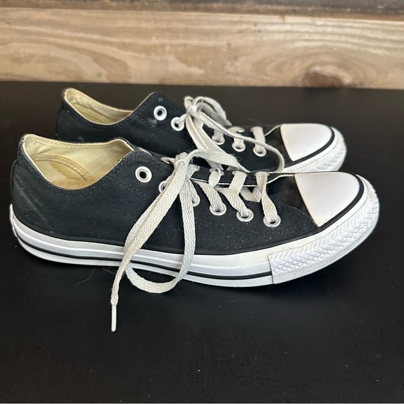 Converse Women’s 7 Double Tongue All-Star Black Low Ox Purple Tongue School Shoe - Picture 4 of 11